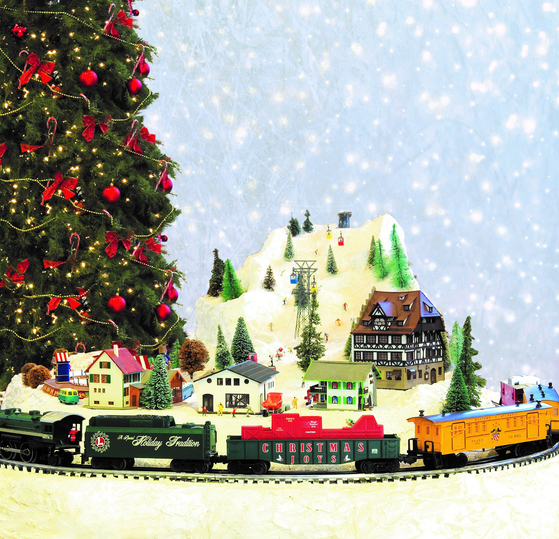 Christmas tree and toy train